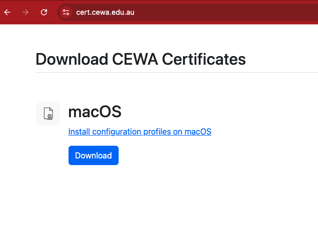 Download page for macOS