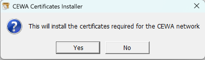 CEWA Certificates Installer confirmation dialog